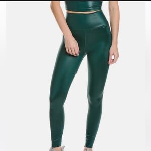 Spiritual Gangster Ada Wet Look Leggings in a deep forest green hue Sz L